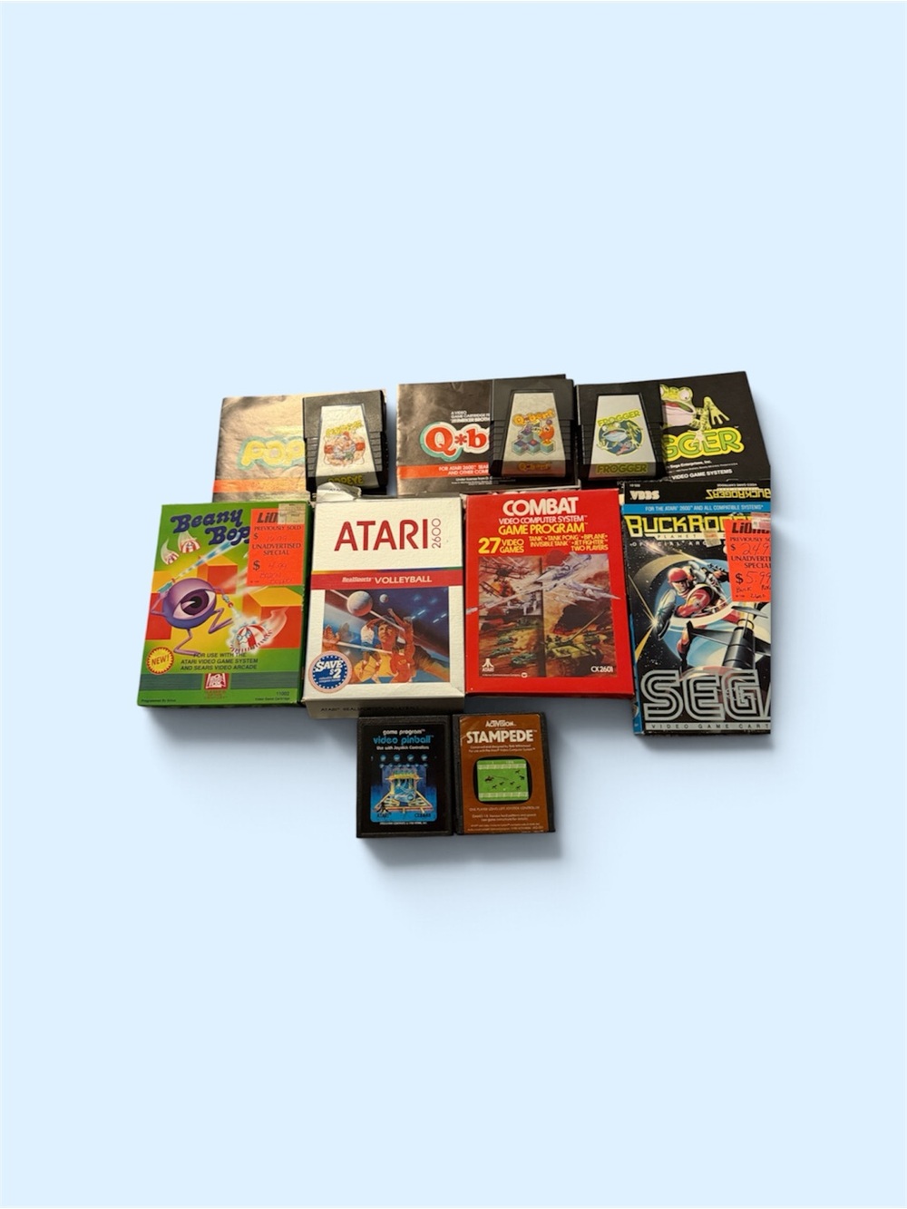 Atari Vintage Huge Game Lot Qbert Combat Buck Roger Sega Frogger Popeye ++more